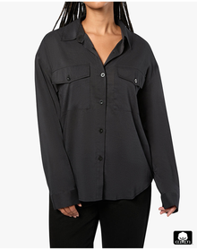 Boxy Button Down Shirt | Black