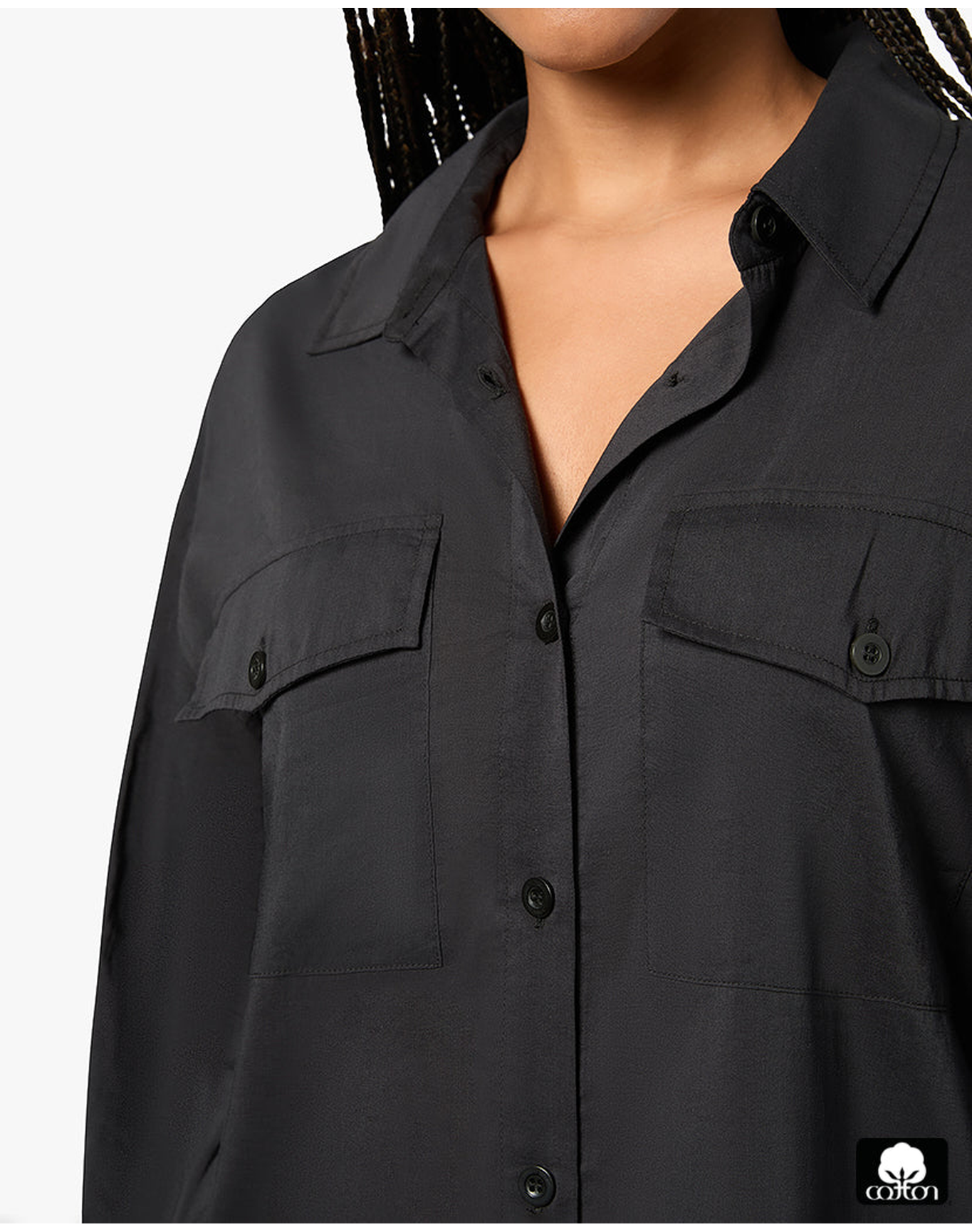 Boxy Button Down Shirt | Black