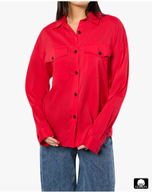Boxy Button Down Shirt | Red
