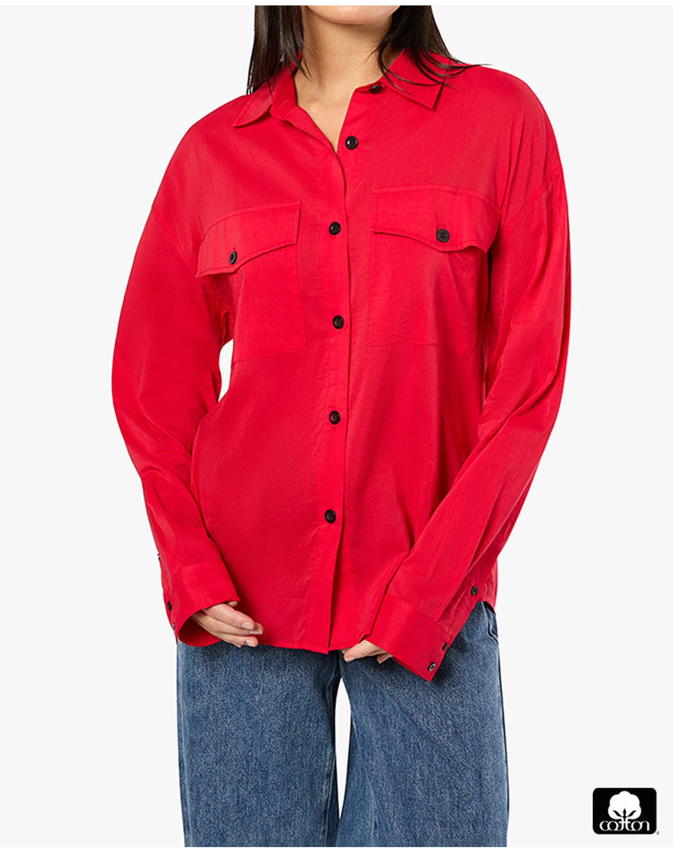 Boxy Button Down Shirt | Red