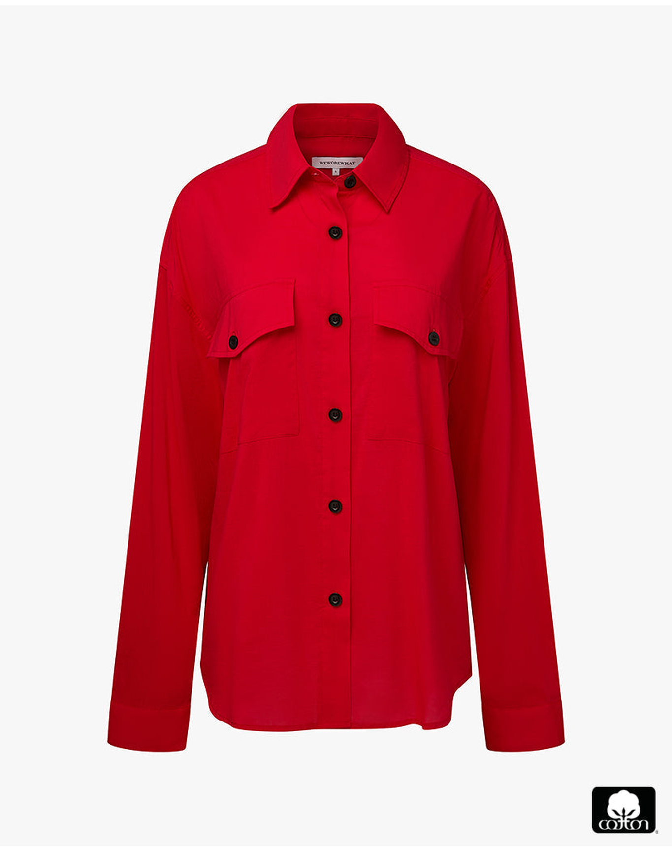 Boxy Button Down Shirt | Red
