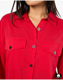 Boxy Button Down Shirt | Red