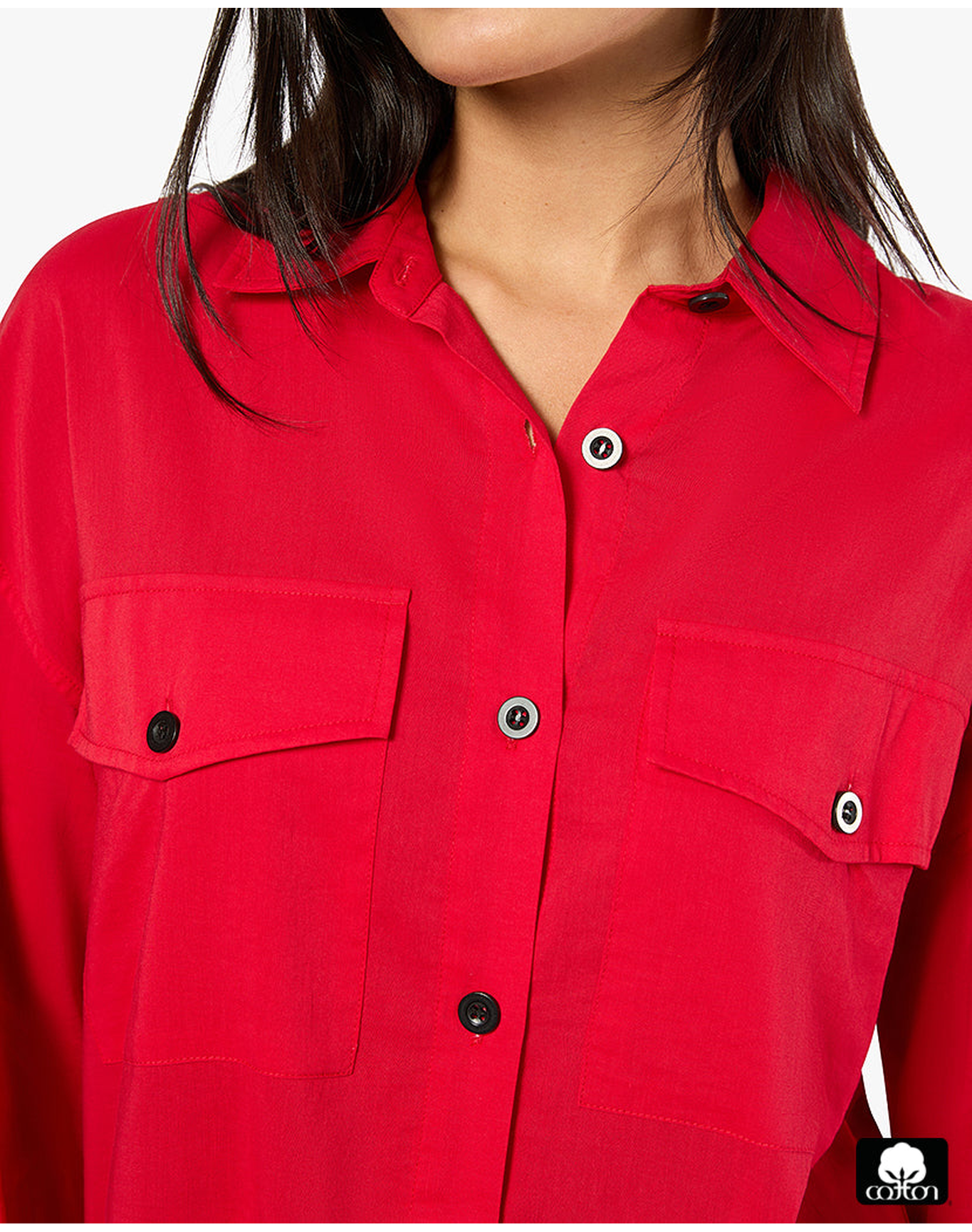 Boxy Button Down Shirt | Red