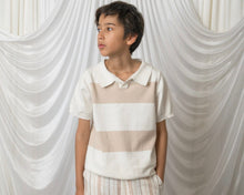 Boy | Bennet White And Beige Cotton Knit Polo Shirt