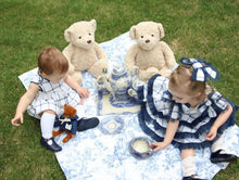 Boy | Checkered Linen Baby Boy Romper | White x Navy