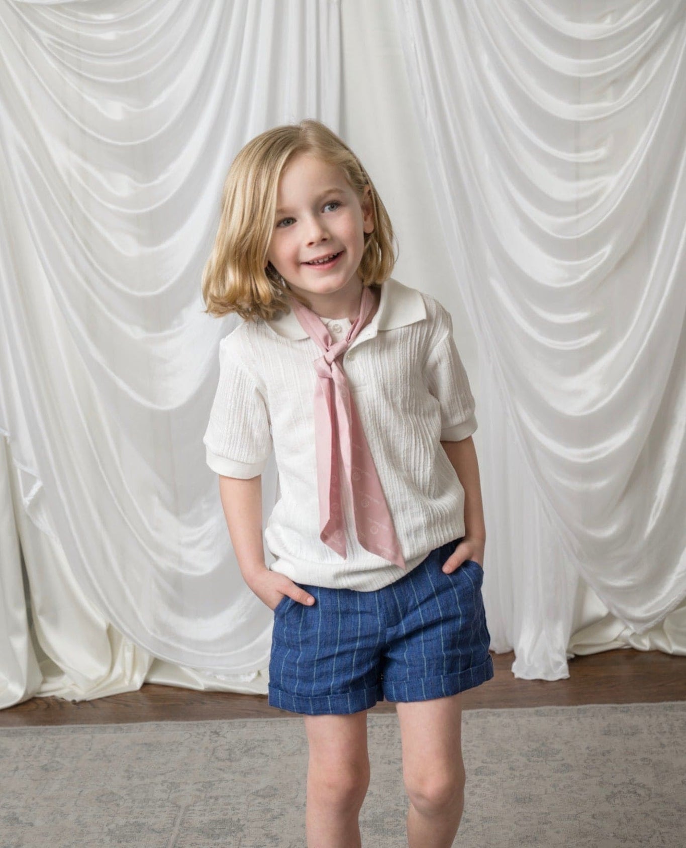 Boy | Navy Striped Linen Shorts