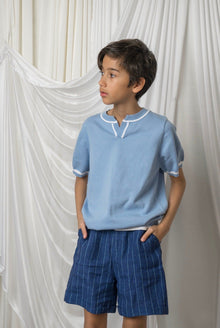 Boy | Navy Striped Linen Shorts