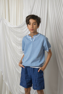 Boy | Navy Striped Linen Shorts
