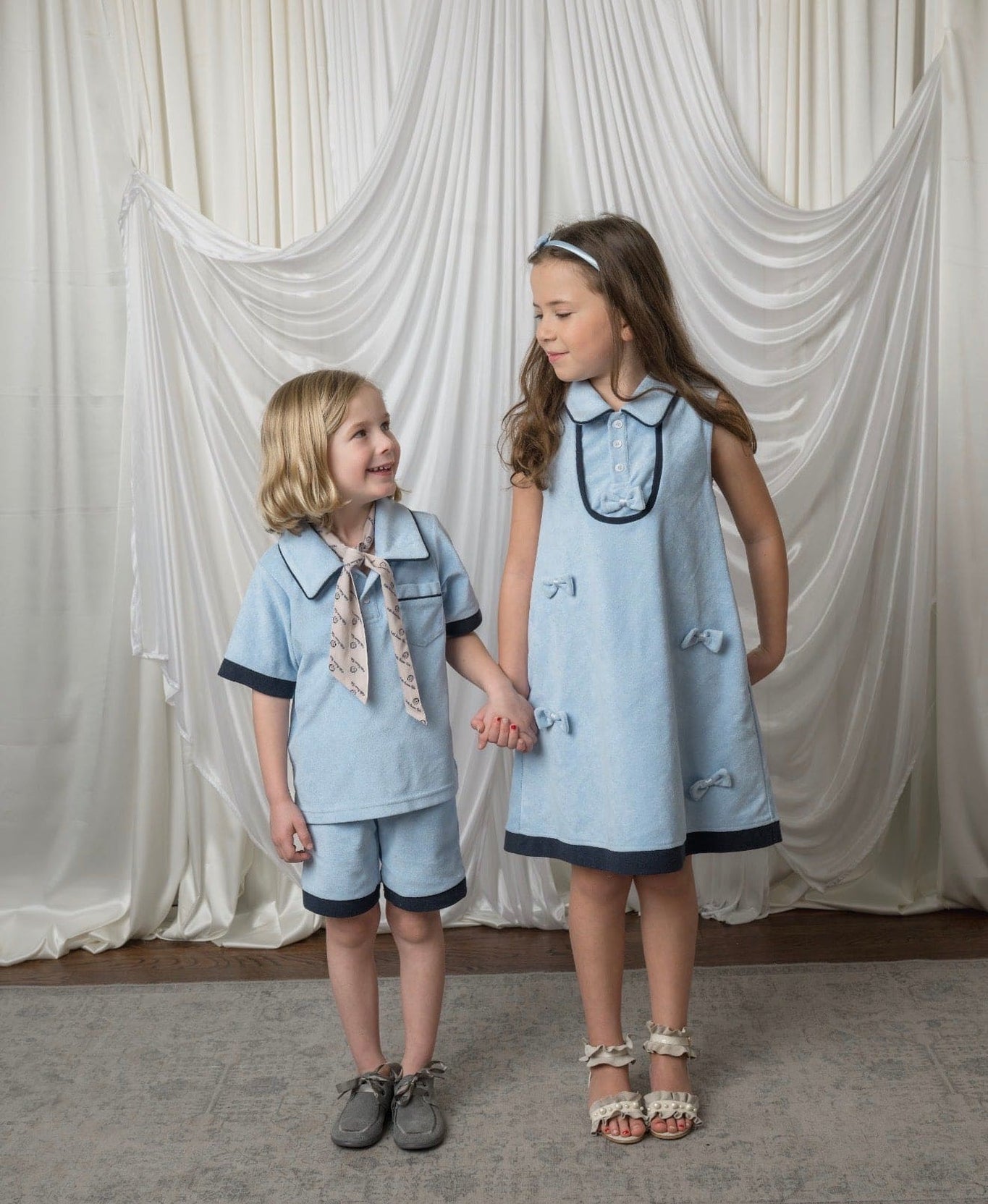 Boy | Terry Baby Blue Polo Top and Shorts Set