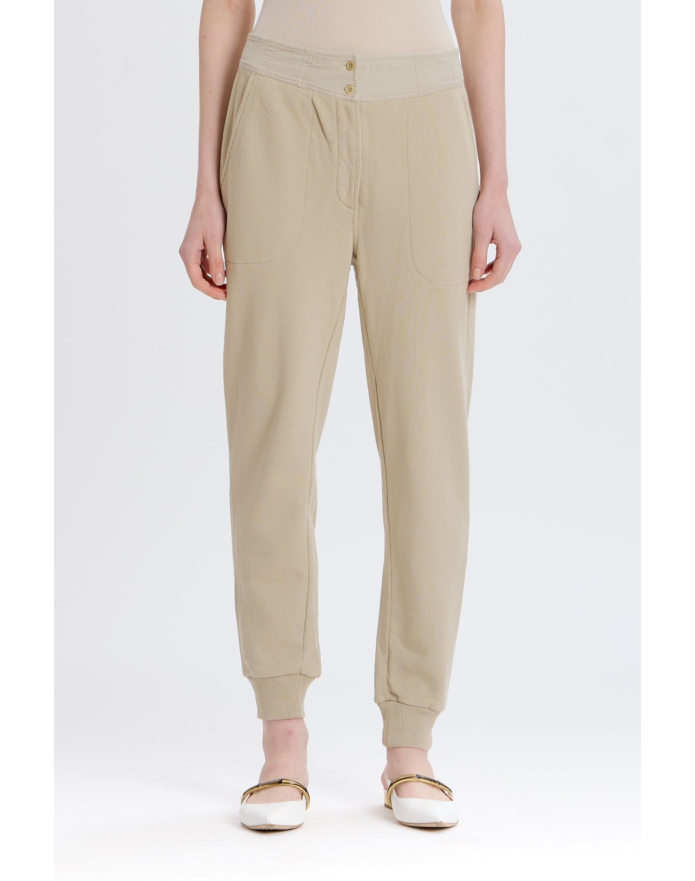 Bridget Button Waist Sweatpant | Stone