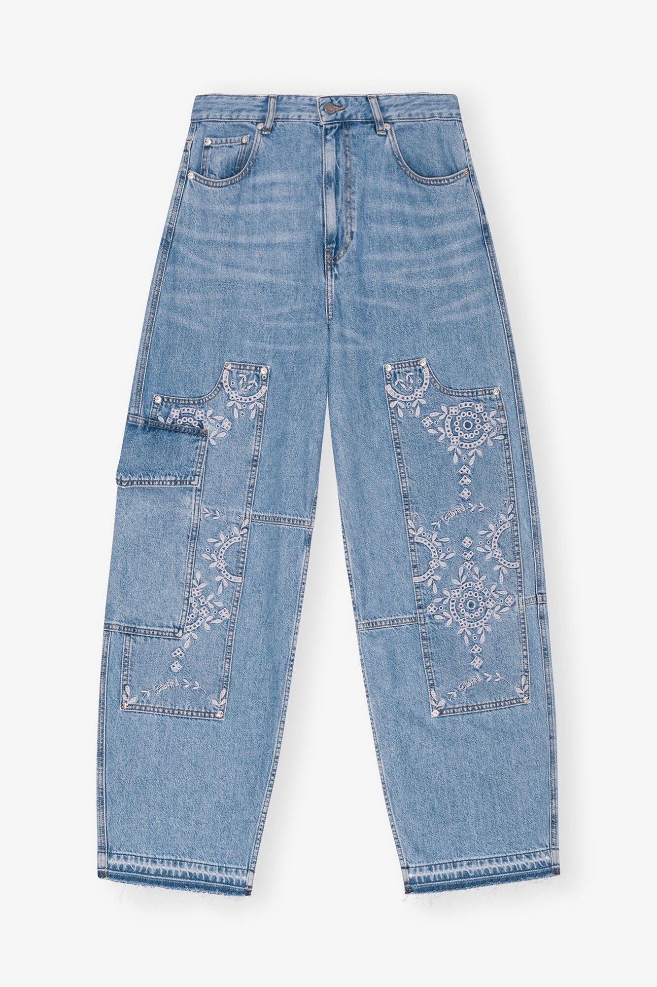 Broderie Anglaise Carpenter Jeans | Light Blue Stone