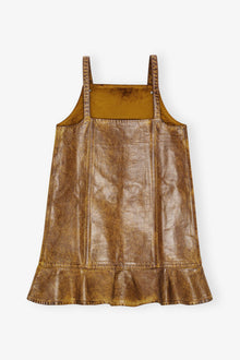 Brown Foil Denim Mini Dress | Cognac