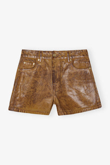 Brown Foil Denim Shorts | Cognac