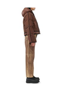 Brown Short Hooded Puffer Jacket | Shaved Chocolate