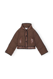 Brown Short Hooded Puffer Jacket | Shaved Chocolate