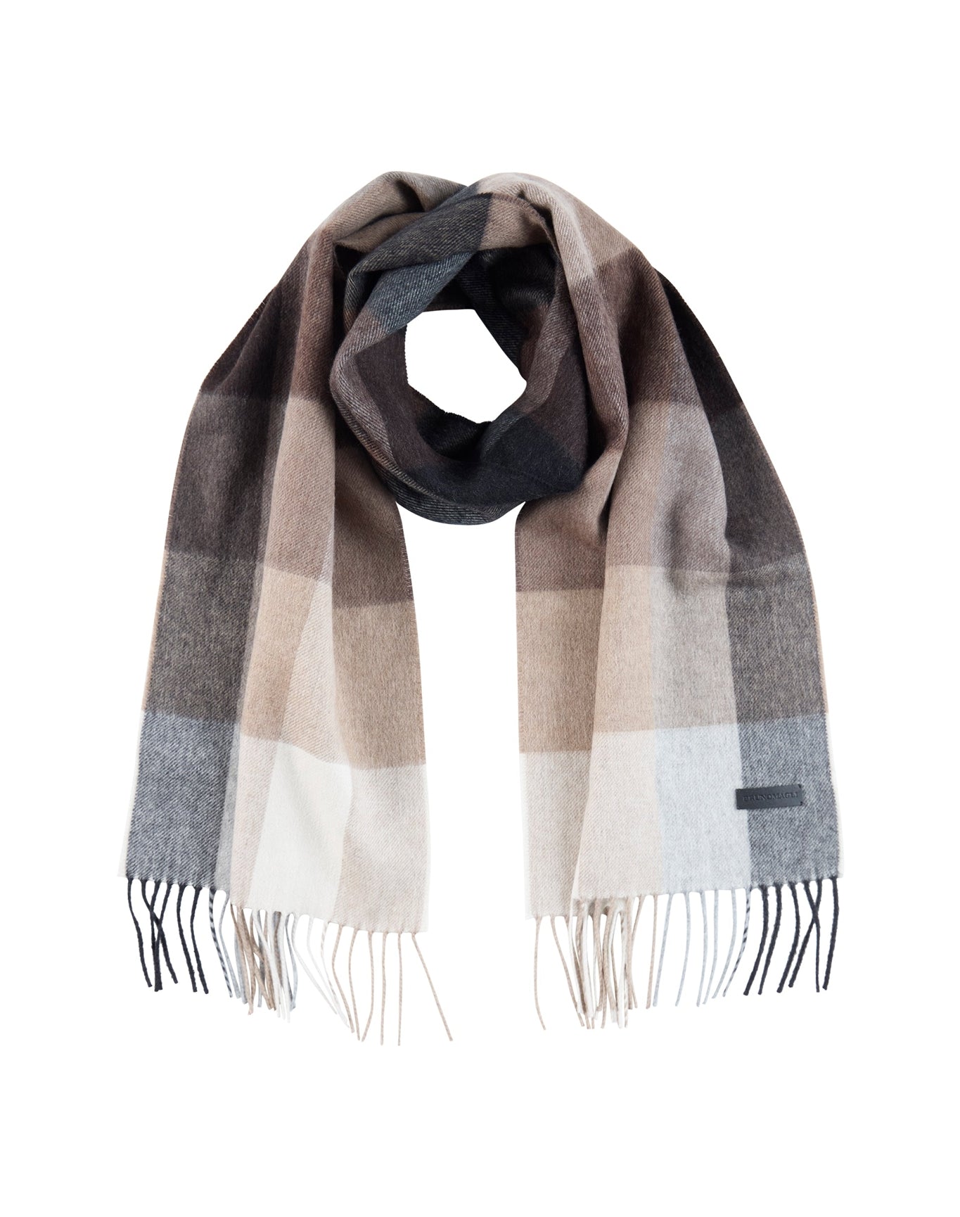 Bruno Magli | Men | Silk/Cashmere Double Face Buffalo Plaid | Camel