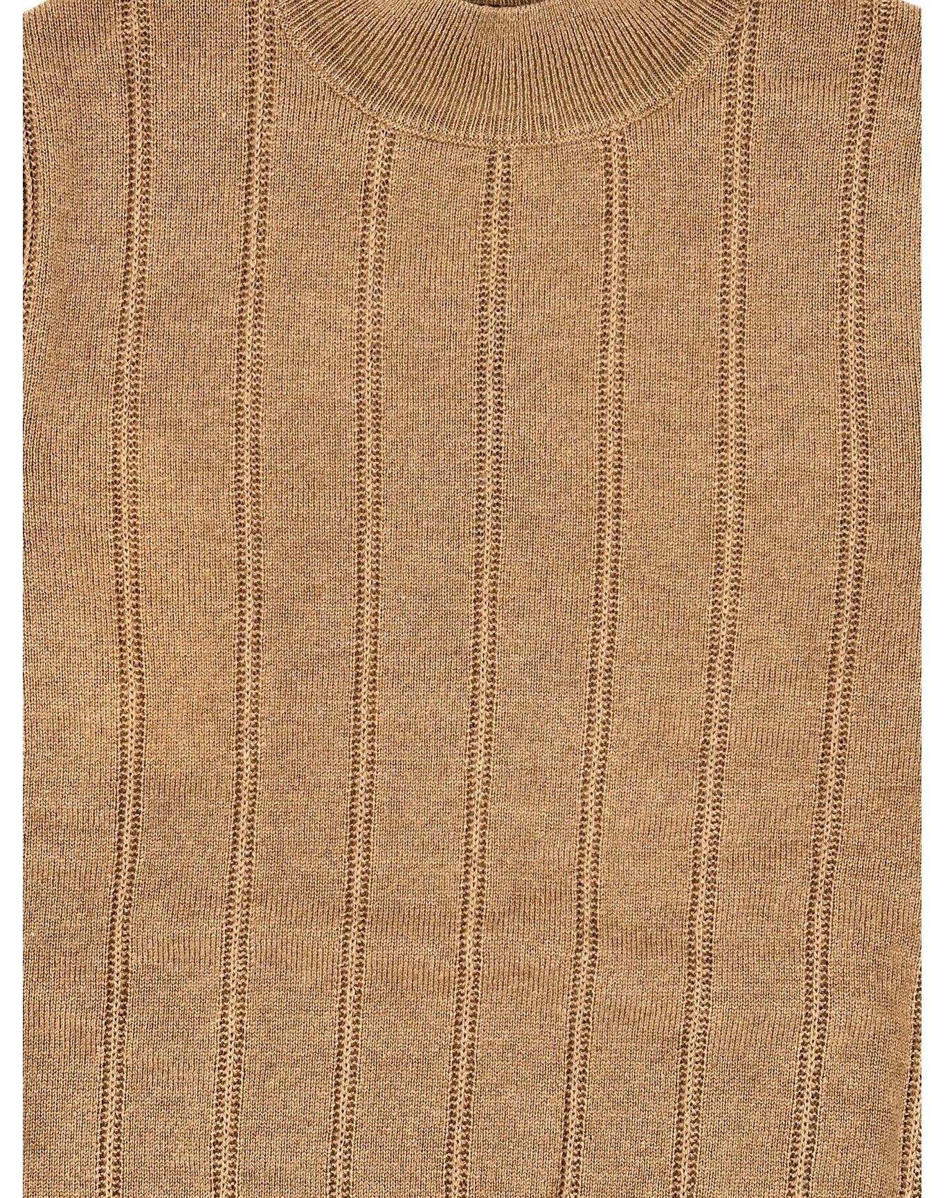 Bruno Magli | Women | Cashmere Blend L/S Wide Rib Mock Nk Sweater | Camel