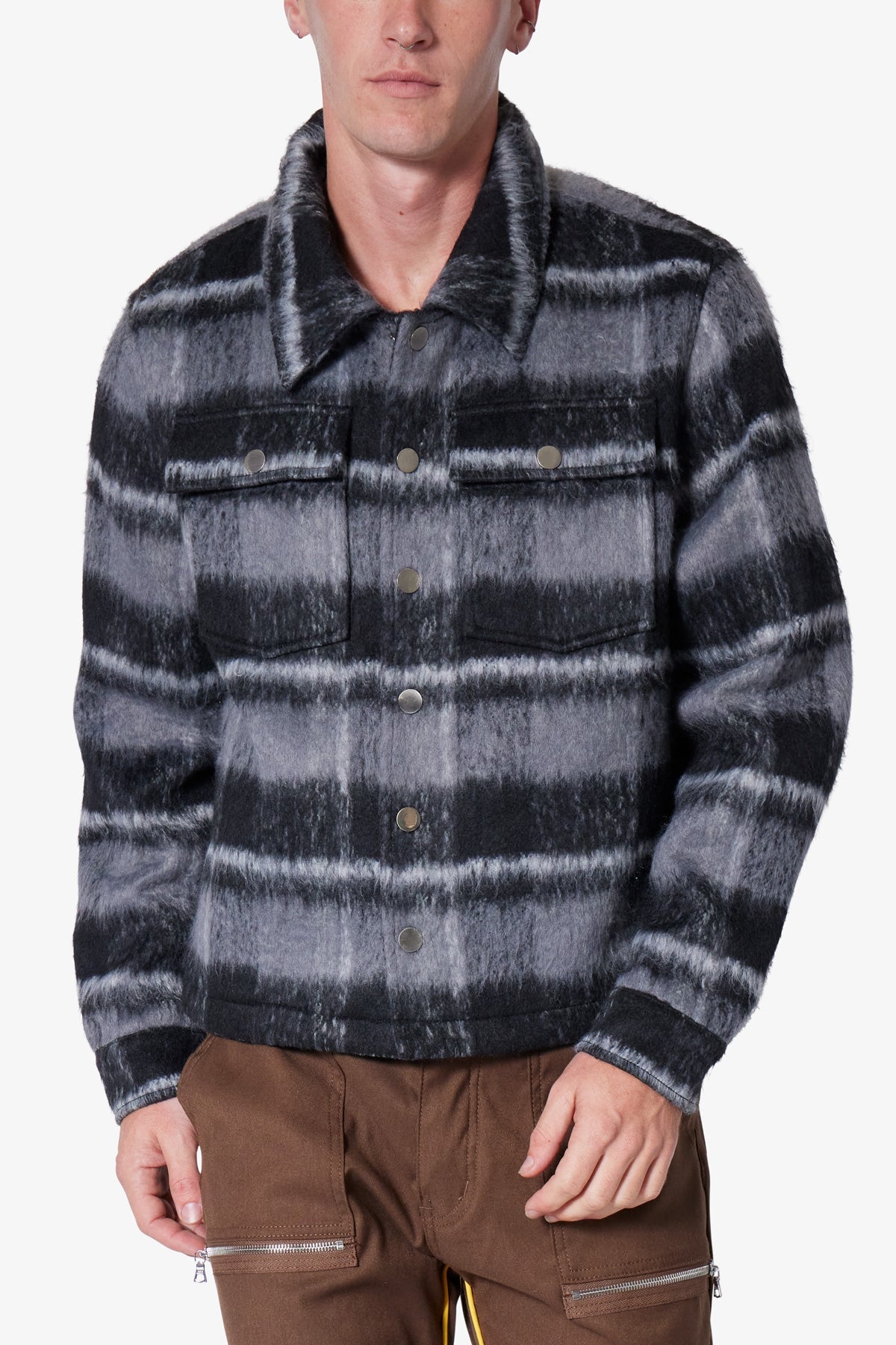 Brushed Flannel Jacket | Black/Grey
