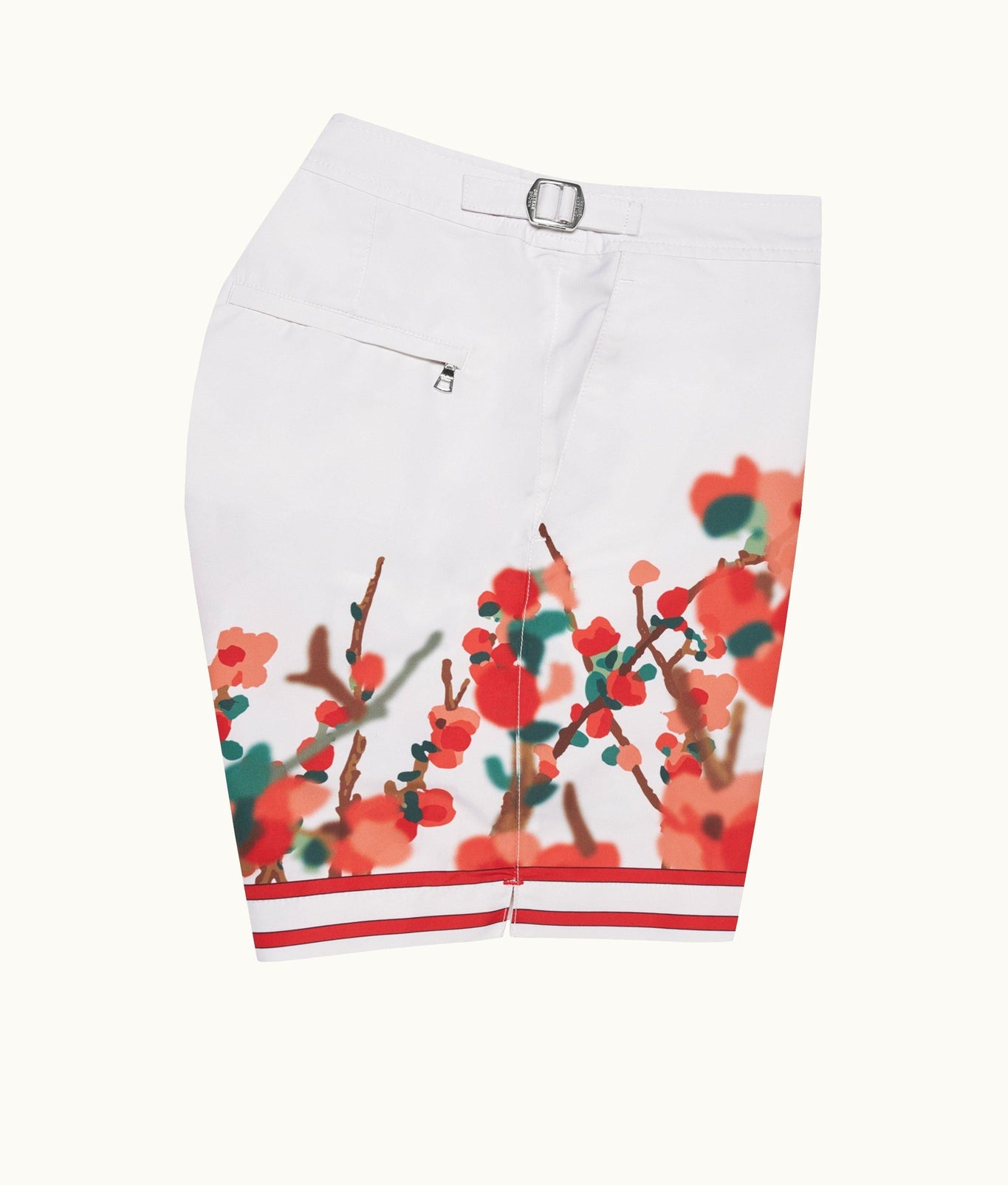 Bulldog Blossom Season Print Mid-Length Swim Shorts | Red