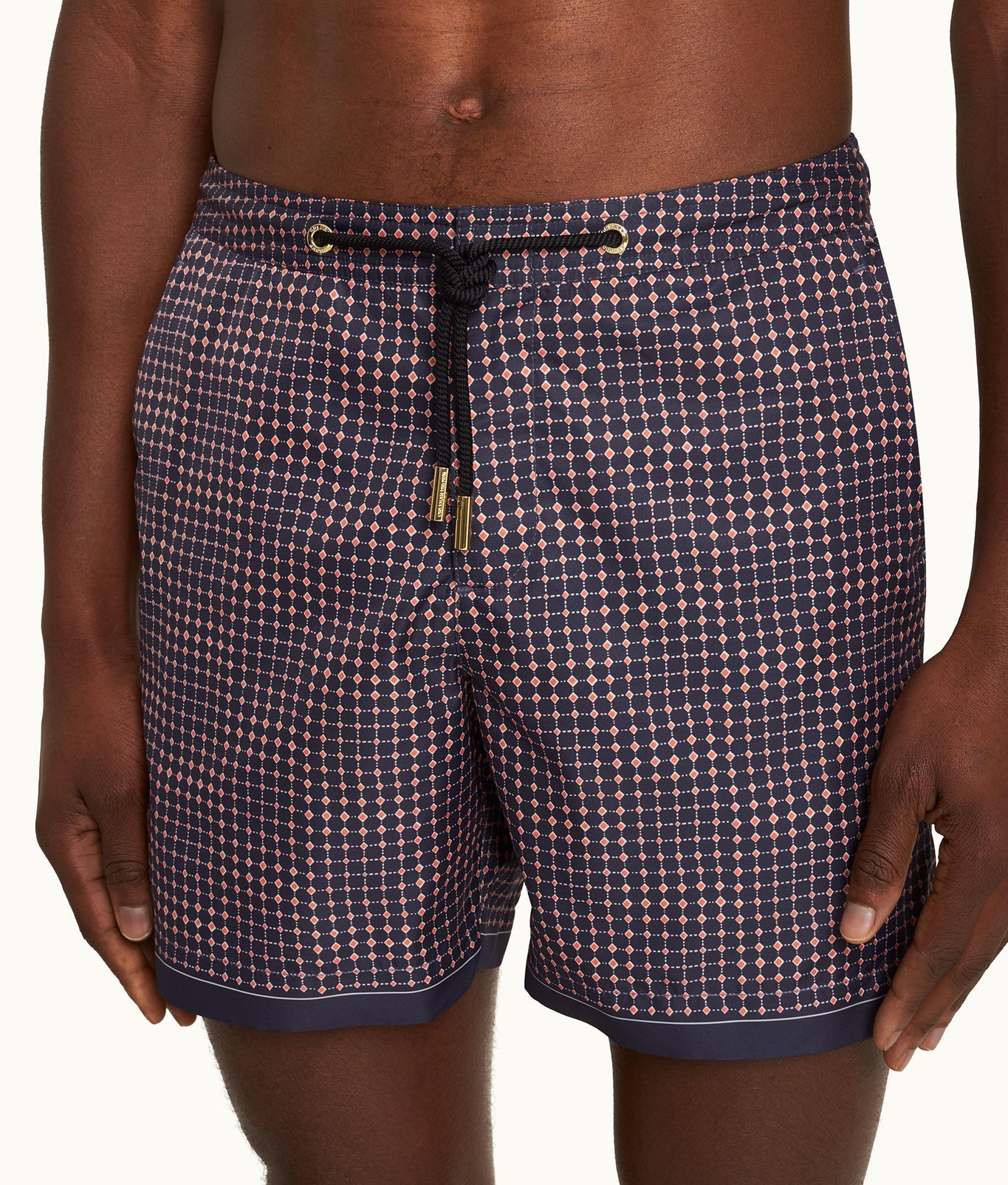 Bulldog Drawcord Tiescape Print Mid-Length Drawcord Swim Shorts | Azul Blue/Firestone