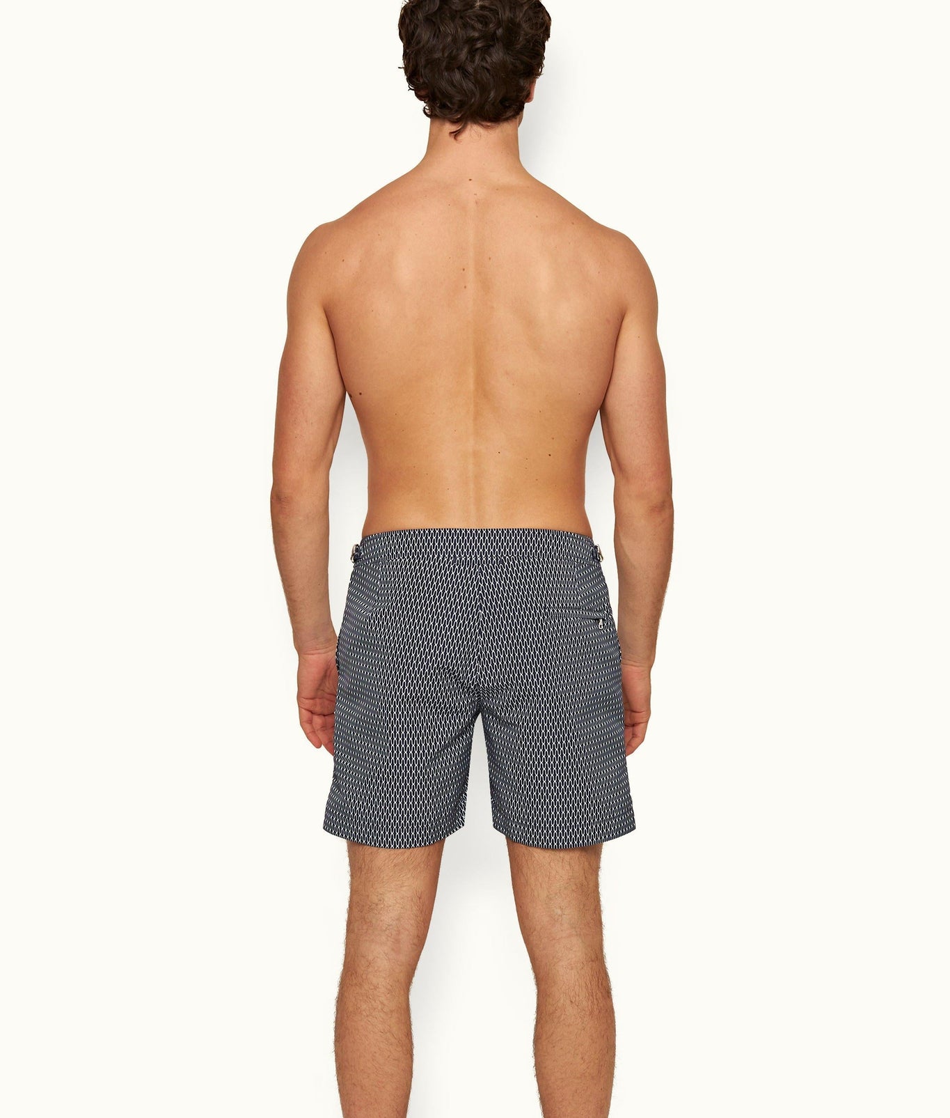 Bulldog Geo Pointpart Mid-Length Swim Shorts | Midnight Navy/White