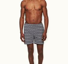 Bulldog Jacquard Chevron Mid-Length Swim Shorts | Night Iris/White