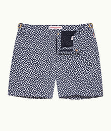 Bulldog Jacquard Domi Jacquard Mid-Length Swim Shorts Woven | Night Iris/White Sand