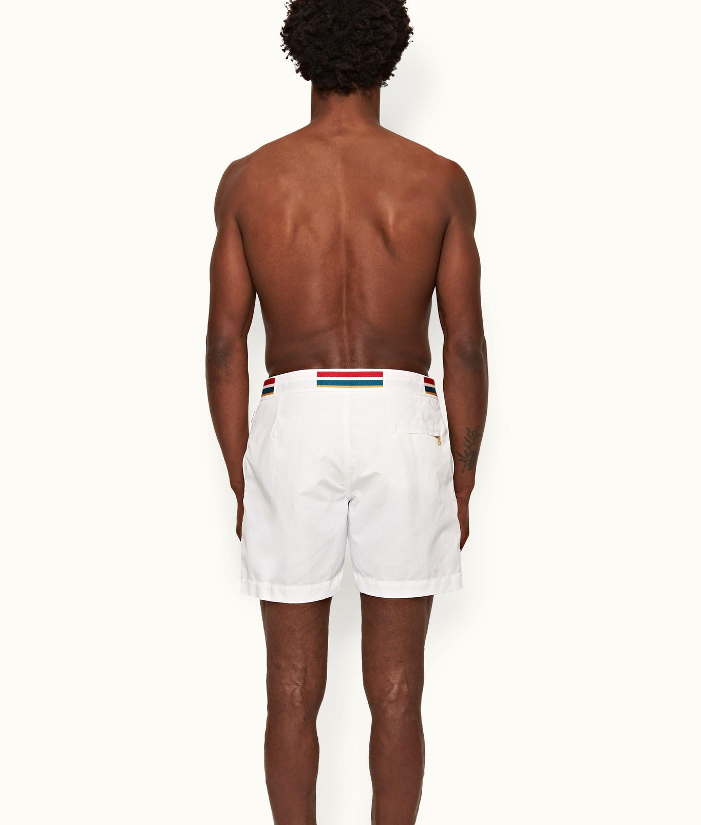 Bulldog O.B Stripe Belt Mid-Length Swim Shorts | White