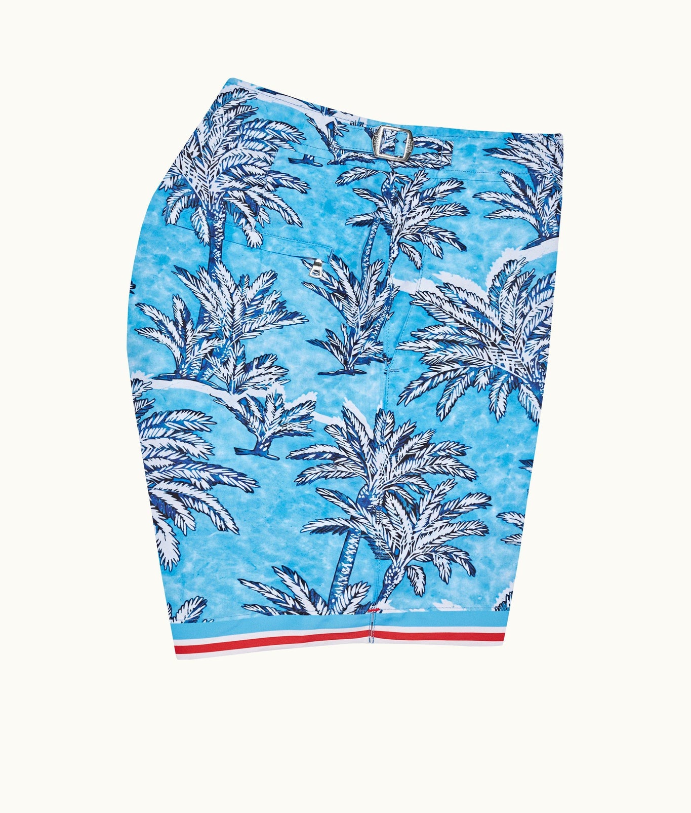 Bulldog Palm Border Mid-Length Swim Shorts | Bright Wish Blue