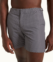 Bulldog Pax Print Mid-Length Swim Shorts | Night Iris