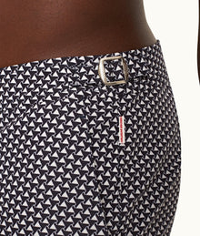 Bulldog Pax Print Mid-Length Swim Shorts | Night Iris