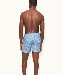 Bulldog Sedge Print Mid-Length Swim Shorts | Springfield Blue