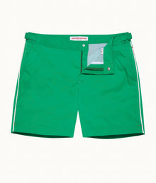 Bulldog Stretch Mid-Length Iridescent Stretch Swim Shorts | Caddie Green