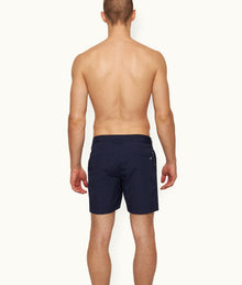 Bulldog Tape Stripe Mid-Length Swim Shorts | Midnight Navy/Tidal