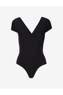 Butter Cap Sleeve Wrap Bodysuit | Black