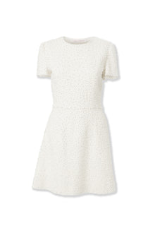 Embroidered Short Sleeve Crewneck Mini Dress | Ivory
