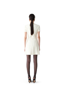 Embroidered Short Sleeve Crewneck Mini Dress | Ivory