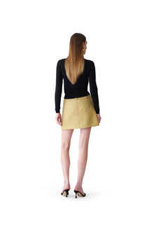 Embroidered Long Sleeve Crewneck Cardigan | Black/Gold