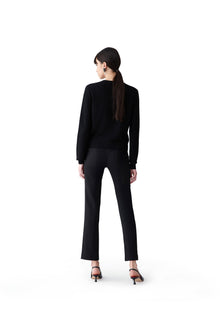 Long Sleeve Crewneck Cardigan With Jewel Buttons | Black