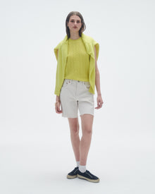 Womens | Cable Vest In Cashmere | Lemon