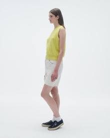 Womens | Cable Vest In Cashmere | Lemon