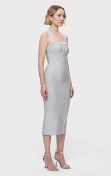 S/L Cross Back Bandage Midi Dress | Mist