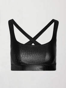 Criss Cross Bra in Crocodile Takara Shine | Black