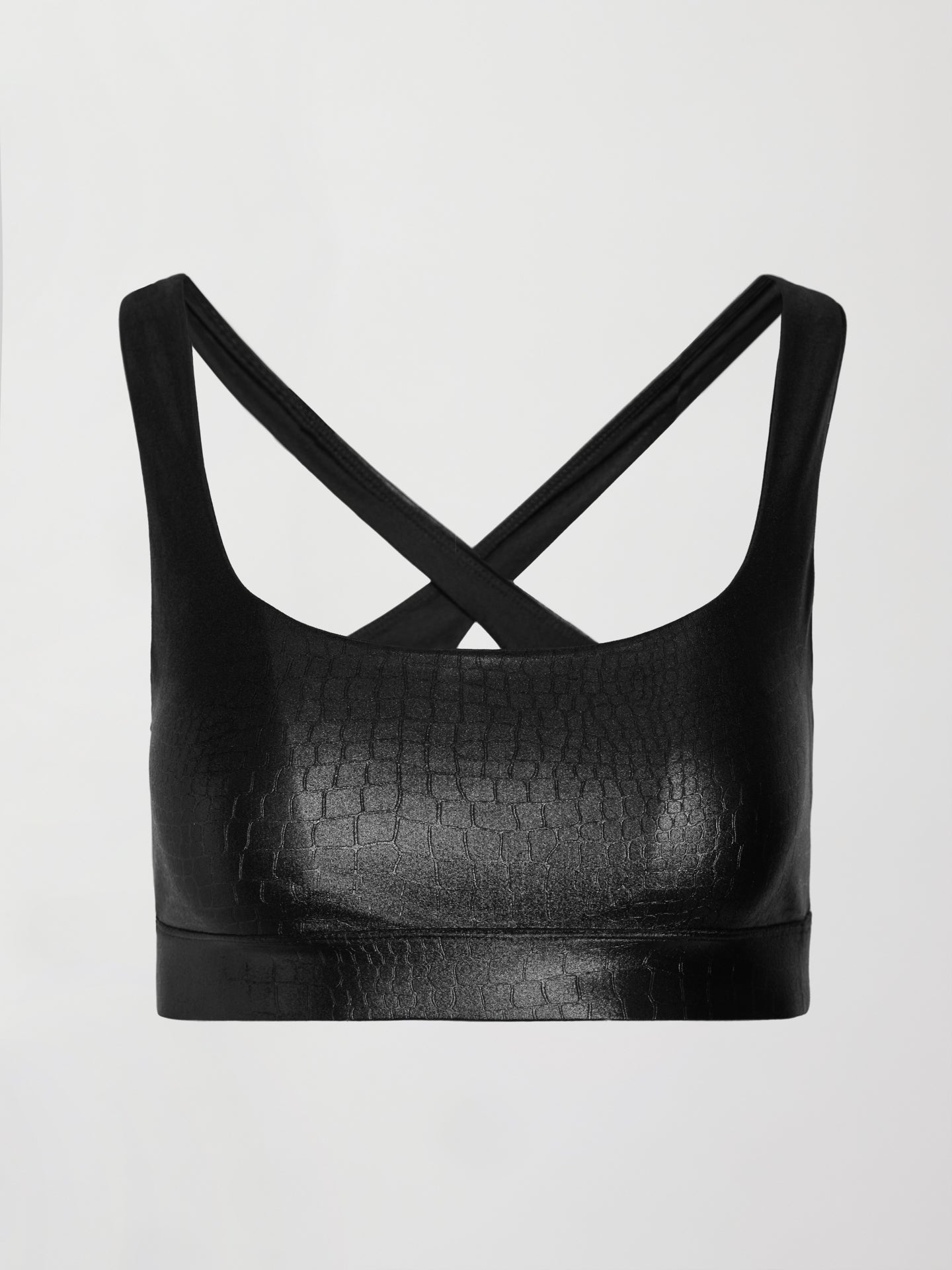 Criss Cross Bra in Crocodile Takara Shine | Black