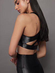 Criss Cross Bra in Crocodile Takara Shine | Black