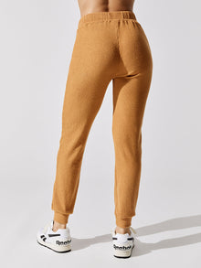 Brushed Ribbed Slim Jogger | Brown Sugar