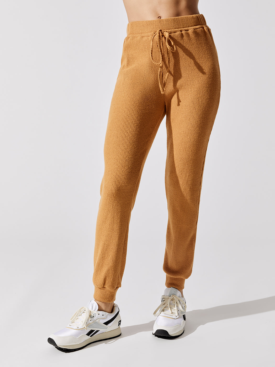 Brushed Ribbed Slim Jogger | Brown Sugar