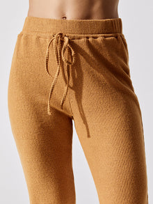 Brushed Ribbed Slim Jogger | Brown Sugar