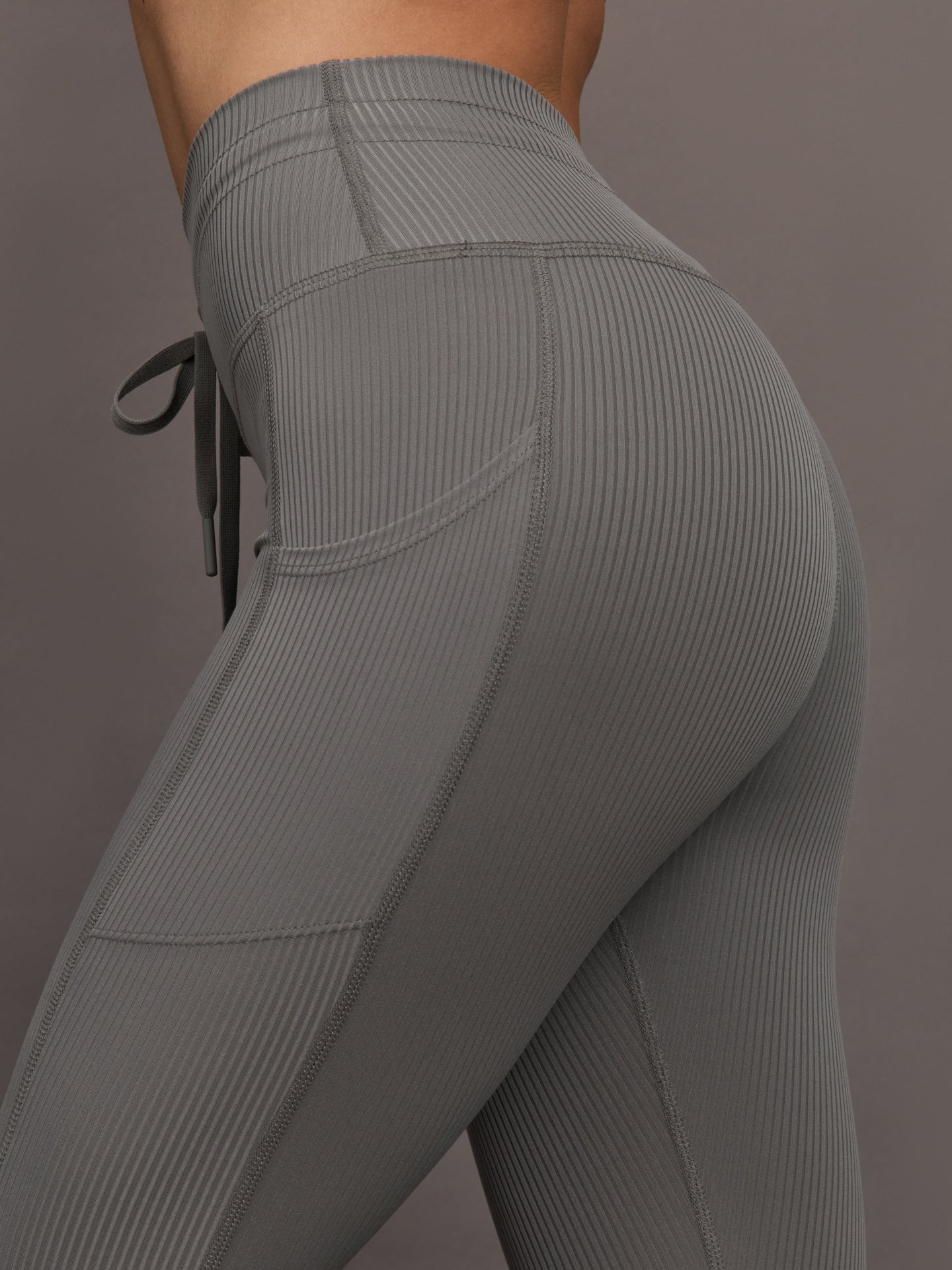 High Rise Pocket Legging in Ribbed Melt | Steel Grey