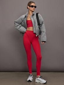 Spliced Colorblock Shine Legging in Melt | Crimson Red